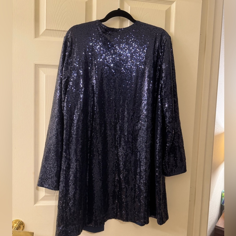 Isaac Mizrahi Navy Sequin Jacket - Picture 3 of 4